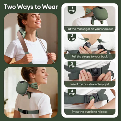 Shiatsu Neck & Shoulder Massager with Heat – Bionic Hand Deep Tissue Back Massager, Portable Rechargeable Massage Device for Pain Relief & Relaxation