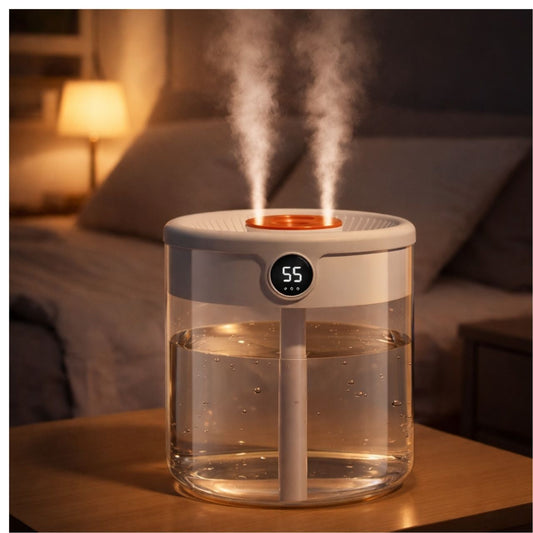 Humidifier for Dry Air – Quiet 2L Double Spray Bedroom Humidifier with USB Power with Night Light