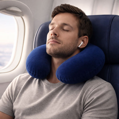 U-Shaped Travel Neck Pillow with Soft Plush Cover for Comfortable Support