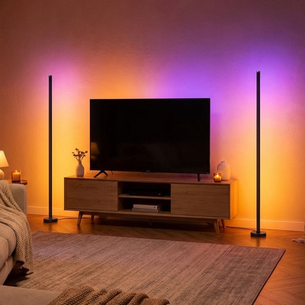 Smart RGB LED Floor Lamp – App and Remote Control Corner Standing Lamp with Music Sync