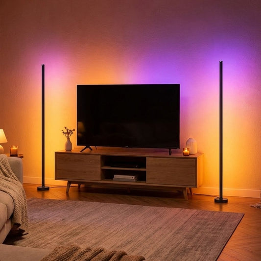 Smart RGB LED Floor Lamp – App and Remote Control Corner Standing Lamp with Music Sync