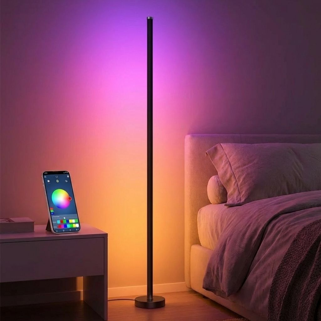 Smart RGB LED Floor Lamp – App and Remote Control Corner Standing Lamp with Music Sync