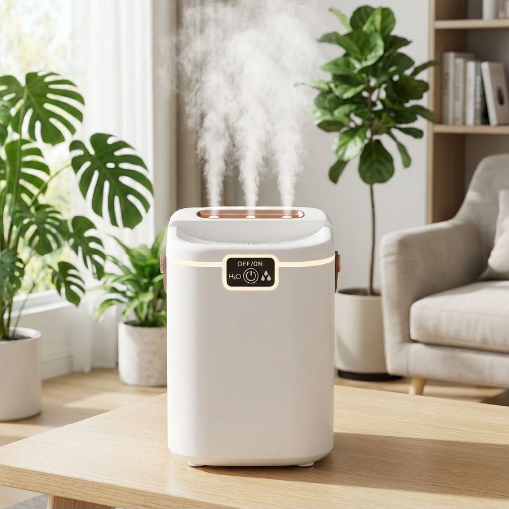 Large Capacity Air Humidifier for Living Room – Triple Nozzle Mist with Night Light