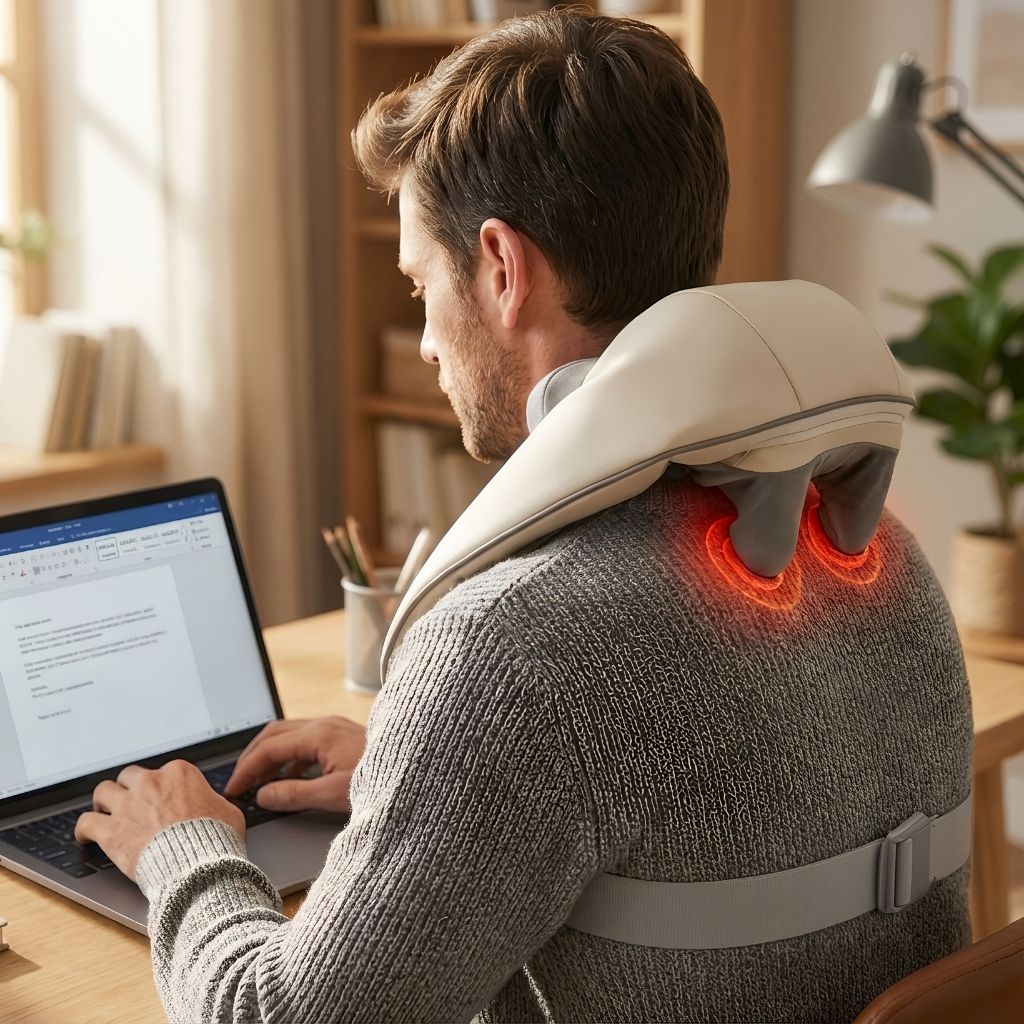 Heated Neck & Shoulder Massager for Office Work – Deep Tissue Shiatsu Back Massager for Neck Pain & Upper Back Relief