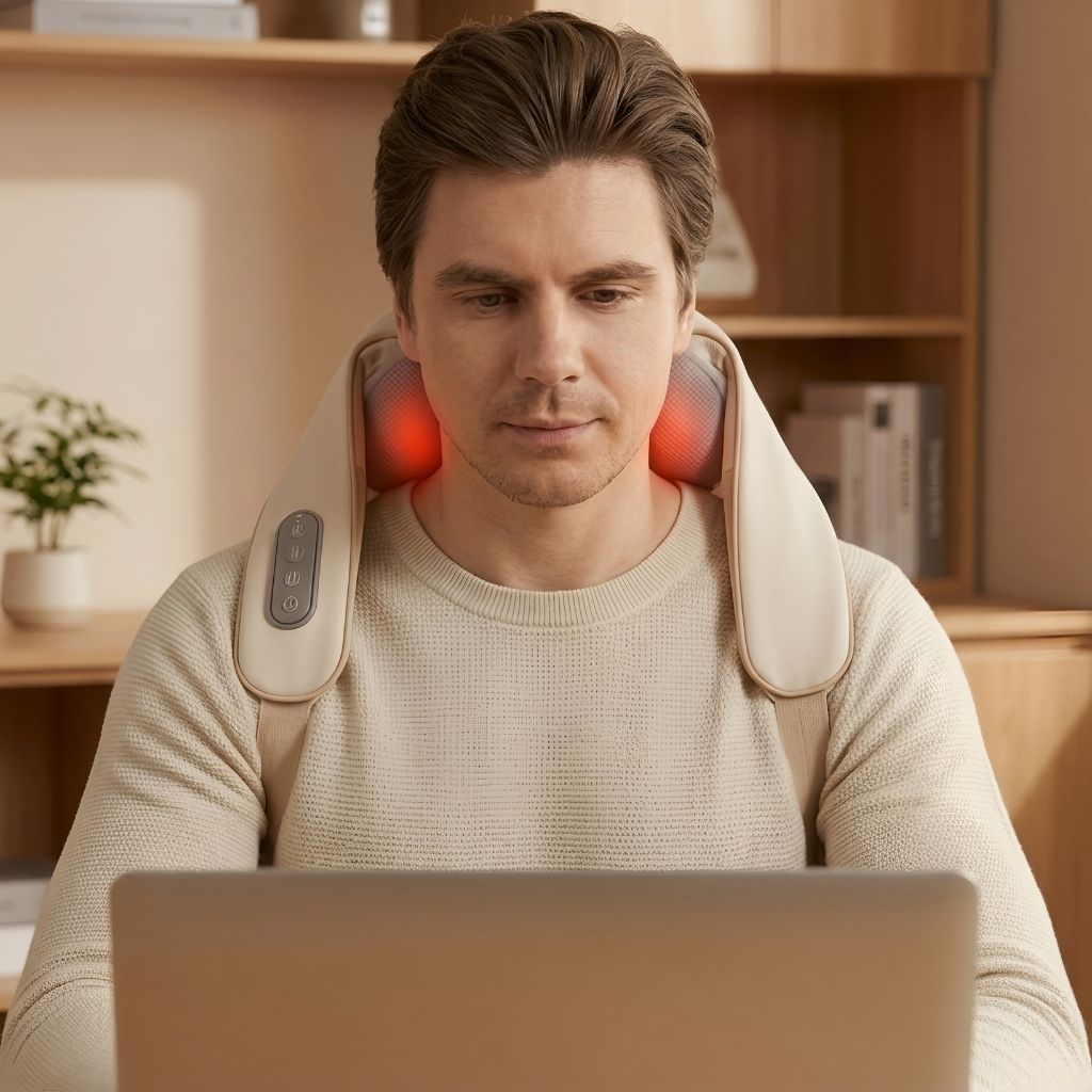 Neck & Shoulder Massager with Heat – Ergonomic Back Massager for Daily Muscle Relaxation