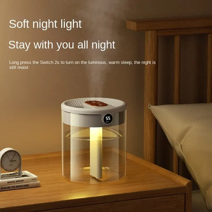 Humidifier for Dry Air – Quiet 2L Double Spray Bedroom Humidifier with USB Power with Night Light
