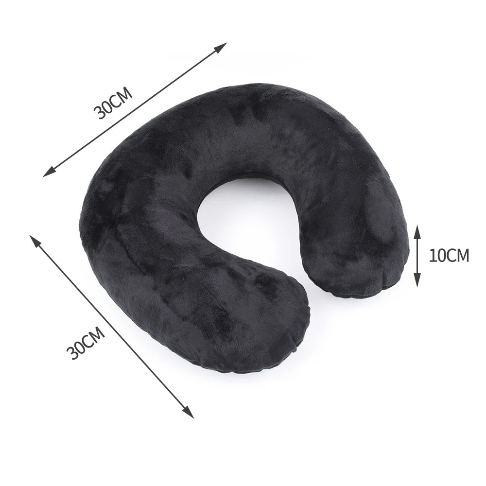 U-Shaped Travel Neck Pillow with Soft Plush Cover for Comfortable Support