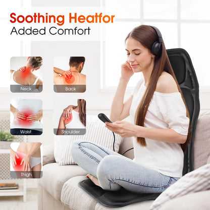 Electric Back Massager Chair Cushion with Heat – Full Body Massage Seat for Car, Office and Long Drives