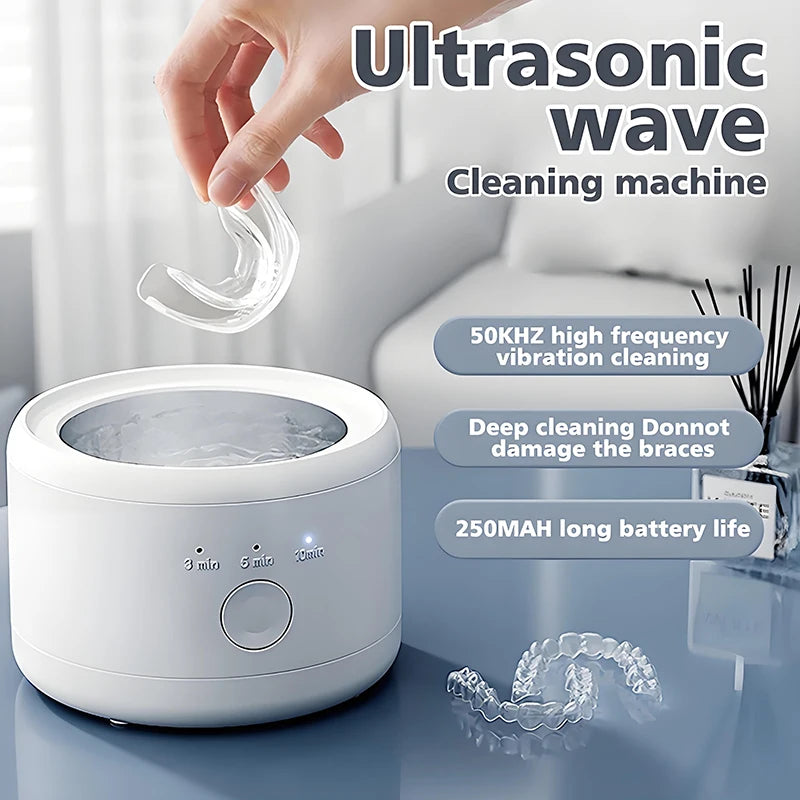 Ultrasonic Cleaner for Braces, Glasses & Jewelry – USB Rechargeable Cleaning Bath