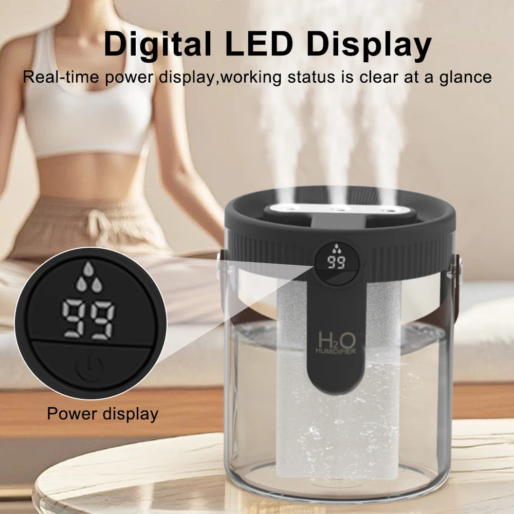 Bedroom Humidifier for Better Sleep – Quiet 1.5L Rechargeable Humidifier with Night Light