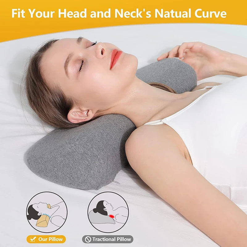 Cervical Memory Foam Pillow – Ergonomic Contour Neck Support Pillow for Back Sleepers