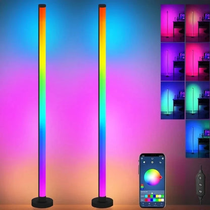 Smart RGB LED Floor Lamp – App and Remote Control Corner Standing Lamp with Music Sync