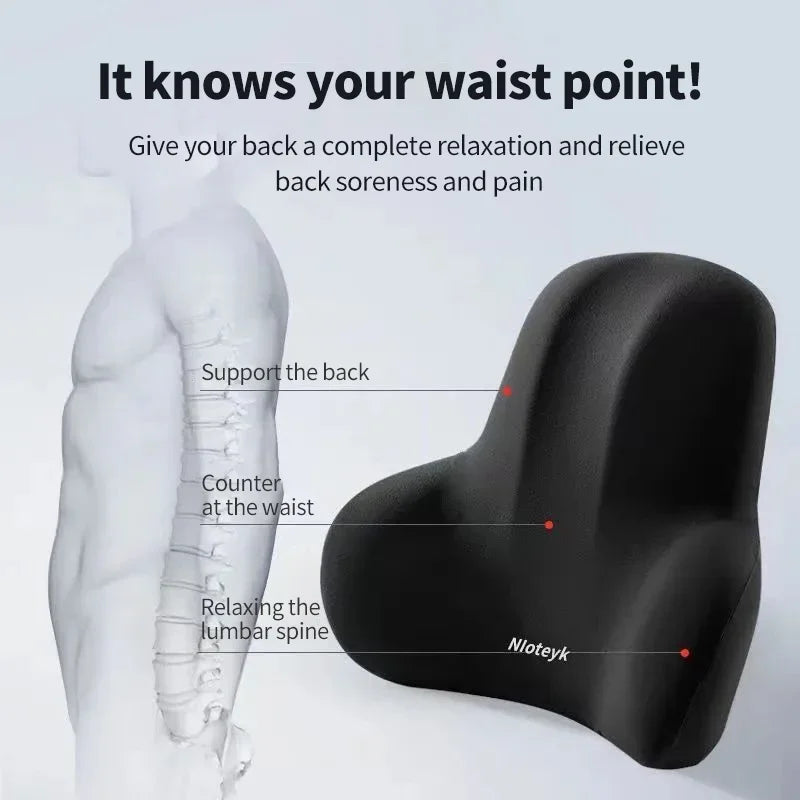 Car Neck & Lumbar Support Pillow – Memory Foam Headrest and Back Cushion for Driving Comfort