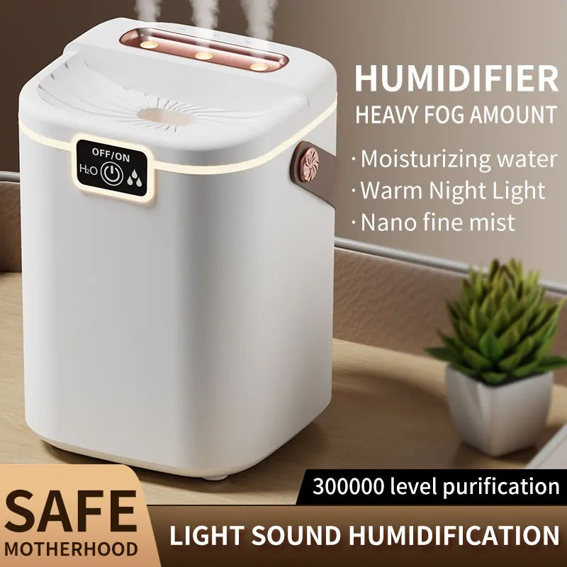 Large Capacity Air Humidifier for Living Room – Triple Nozzle Mist with Night Light