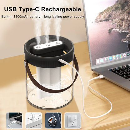 Bedroom Humidifier for Better Sleep – Quiet 1.5L Rechargeable Humidifier with Night Light