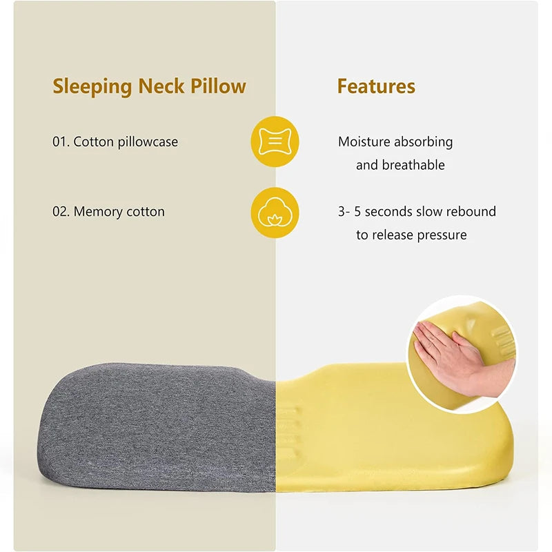 Cervical Memory Foam Pillow – Ergonomic Contour Neck Support Pillow for Back Sleepers