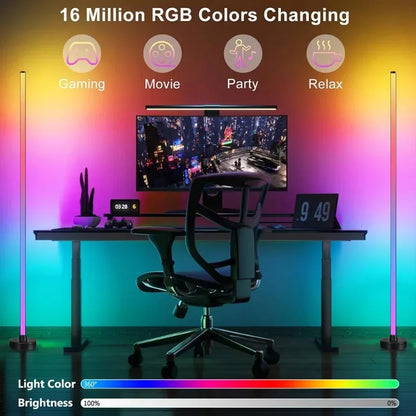 Smart RGB LED Floor Lamp – App and Remote Control Corner Standing Lamp with Music Sync