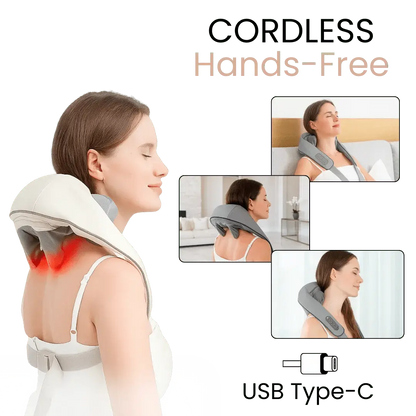 Deep Tissue Neck, Shoulder & Back Massager with Heat – Portable Shiatsu Massager for Pain Relief & Muscle Recovery